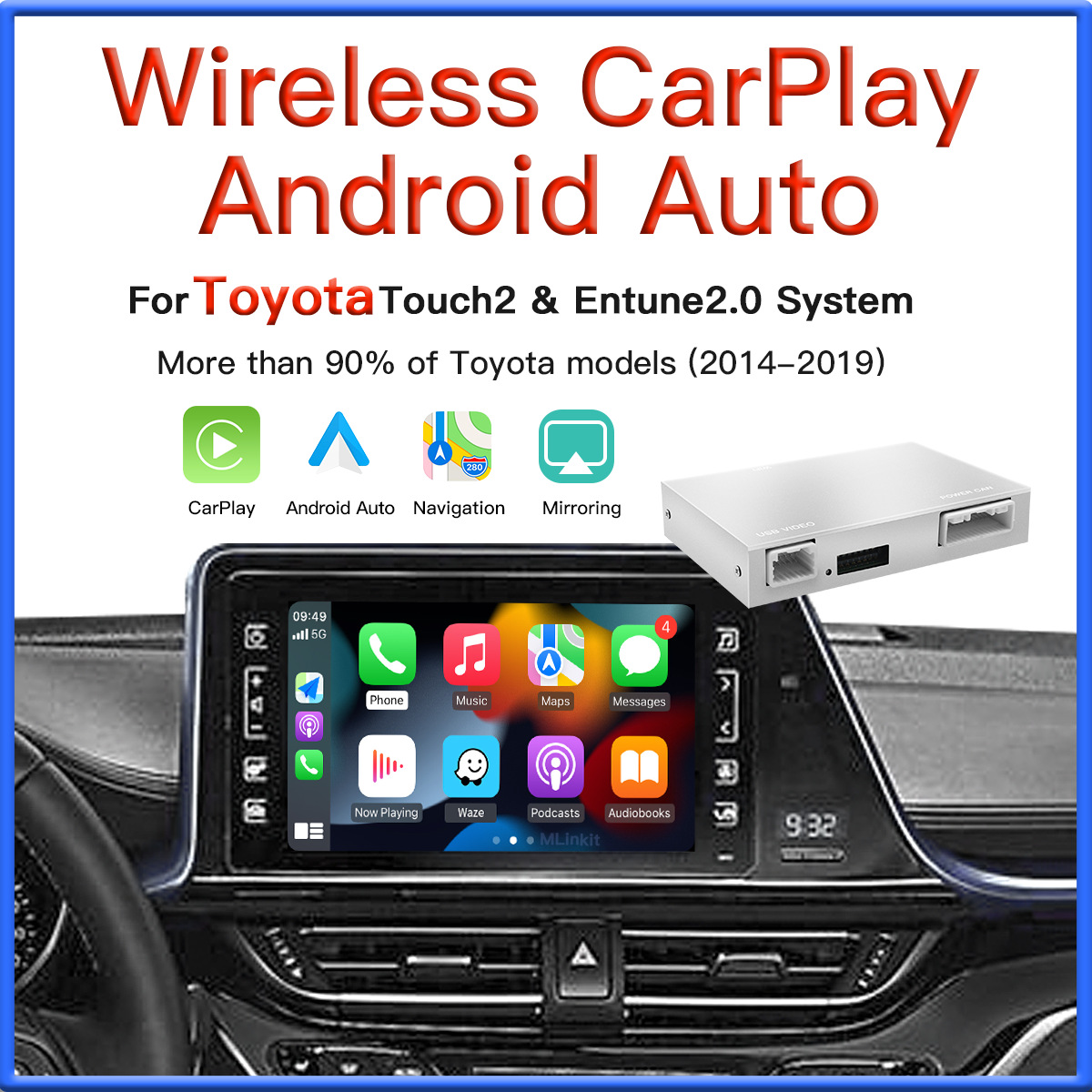 豐田車(chē)主福音 14-19款車(chē)型無(wú)線CarPlay/Android Auto解碼器，讓車(chē)機(jī)導(dǎo)航跨越升級(jí)